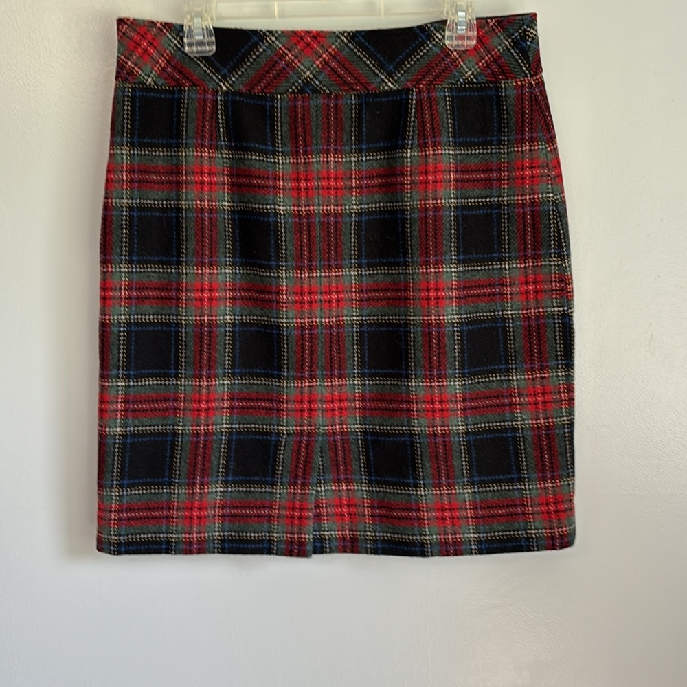 L.L. Bean Red and Black Plaid Pencil Skirt - Picture 4 of 12